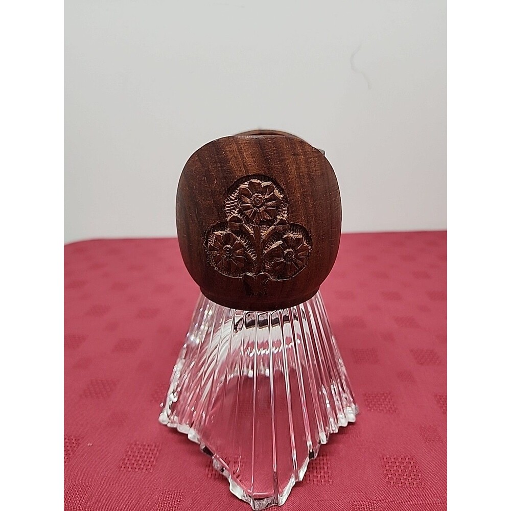 Vintage Wood Handcarved Coaster Set 7 Piece Made In India Floral Pattern